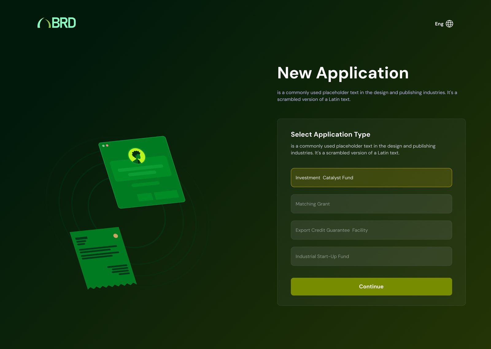 Select application type