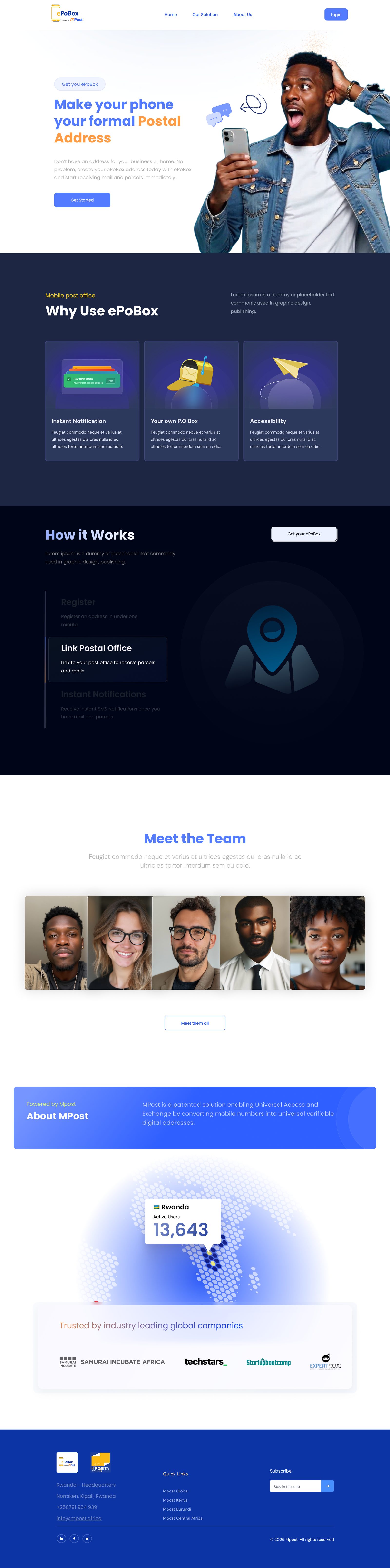 ePoBox landing page