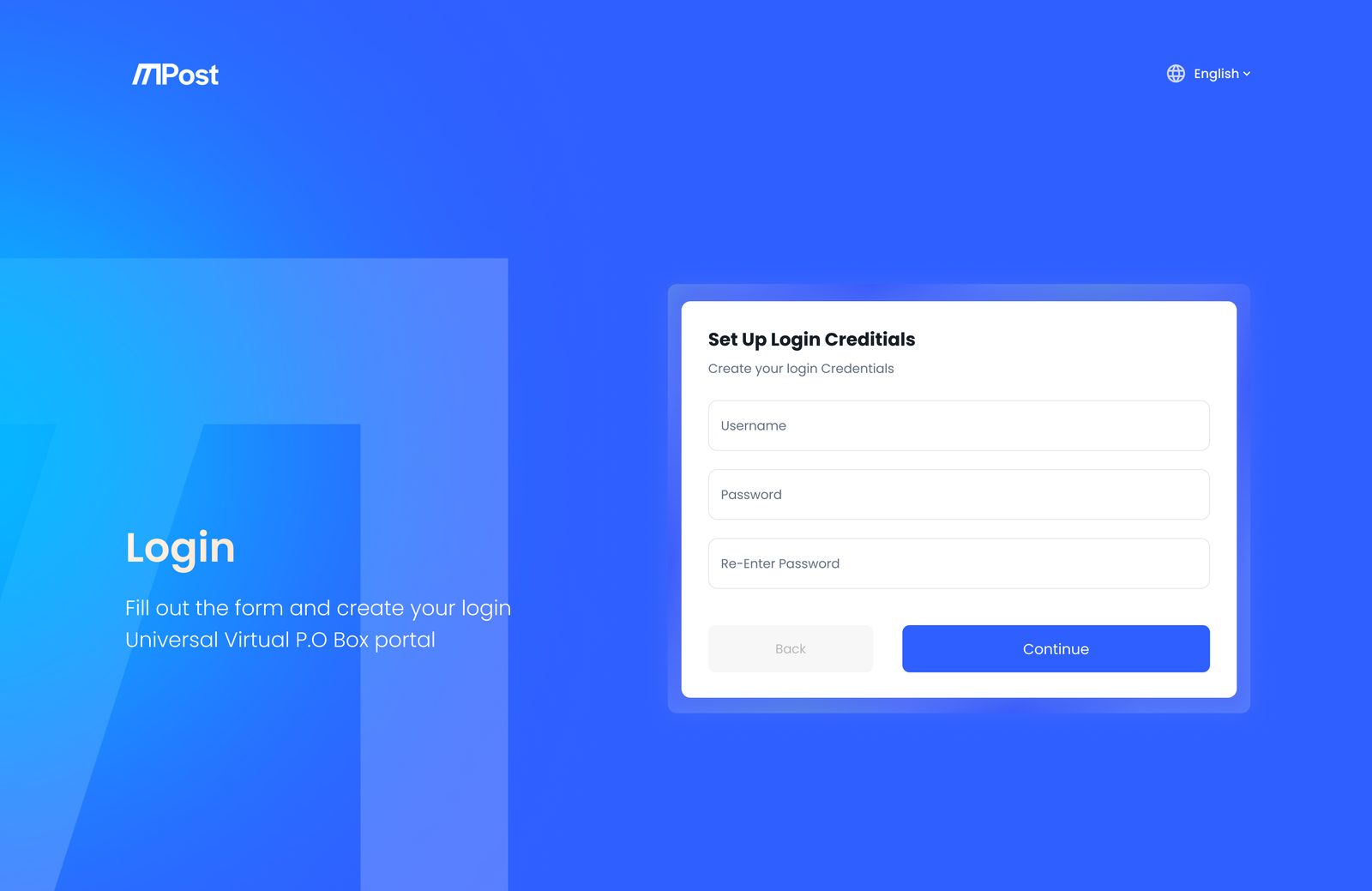 Set up login credentials